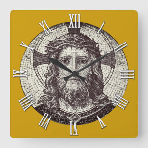 Vintage Christian Clock with Jesus Christ Mosaic 
