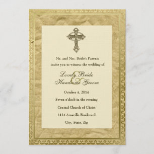 Vintage Christian Cross Wedding Invitation