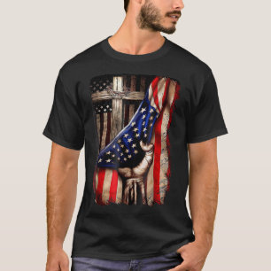 Vintage Christian Faith Over Fear Jesus Cross Amer T-Shirt