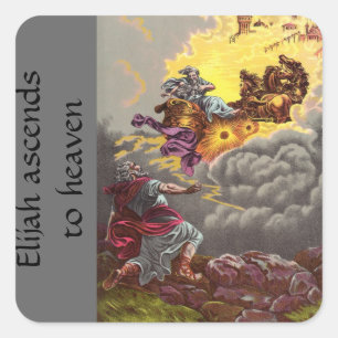 Vintage Christian Sticker-Elijah Going to Heaven Square Sticker