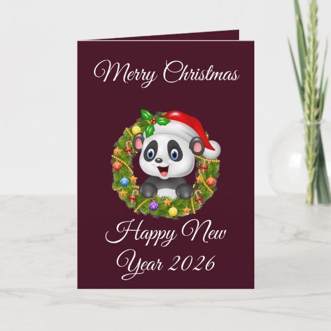 Vintage Christmas 2025 Retro Panda Holiday Message (Front)
