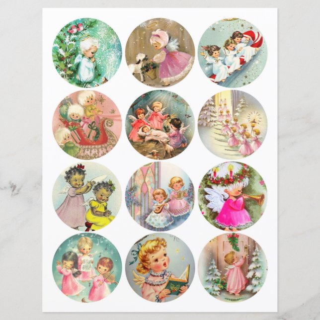 Vintage Christmas 2.5 Inch Circles Clipart Sheet (Front)