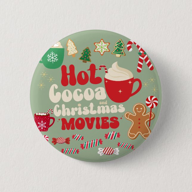 Vintage Christmas 2 Inch Round Button (Front)