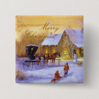 Vintage Christmas 2 Inch Square Button