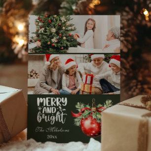 Vintage Christmas 2 Photo Family Celebration Holiday Card