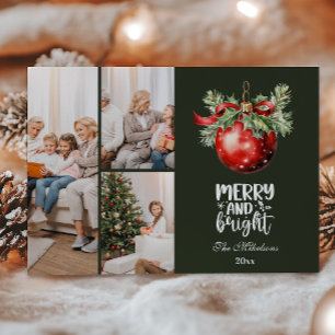 Vintage Christmas 3 Photos Family Celebration Holiday Card