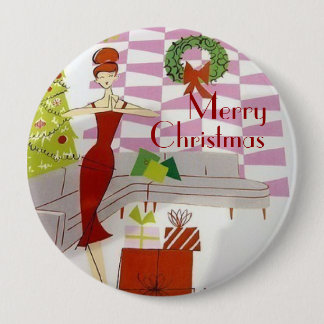 Vintage Christmas 4 Inch Round Button