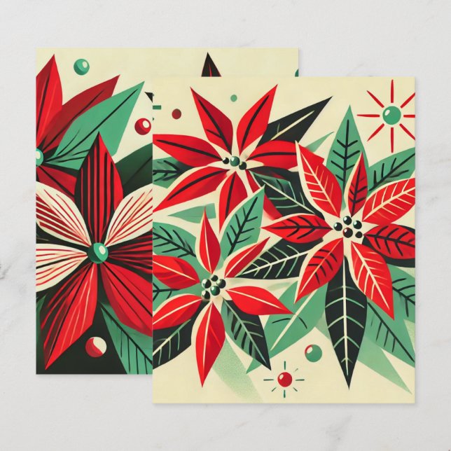 Vintage Christmas 50s Pop Art Poinsettia Scrapbook (Front/Back)
