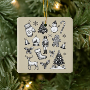 Vintage Christmas 90s Retro Xmas Holiday Ceramic Ornament