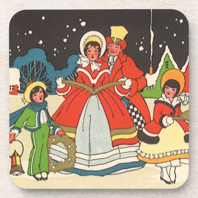 Vintage Christmas, a Family Singing Music Carols Coaster (Front)