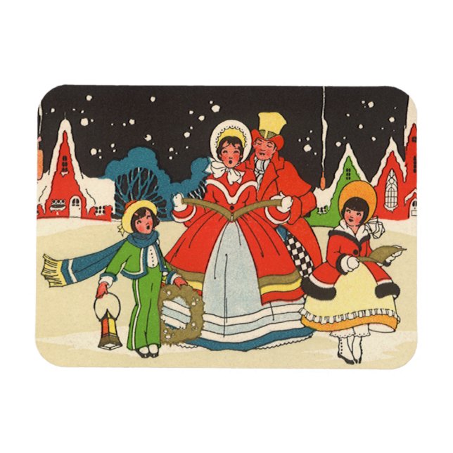 Vintage Christmas, a Family Singing Music Carols Magnet (Horizontal)