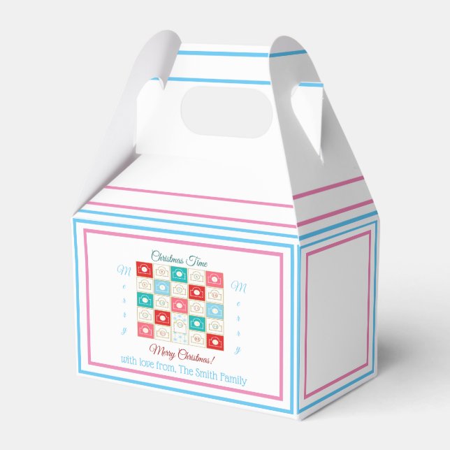 Vintage Christmas Advent Calendar Personalizable Favor Box (Front Side)