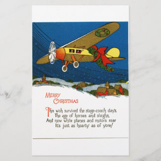 Vintage Christmas Airplane Stationery