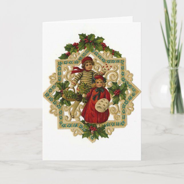 Vintage Christmas and New Year Holiday Card (Front)