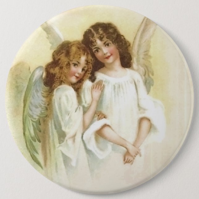 Vintage Christmas Angel 6 Inch Round Button (Front)