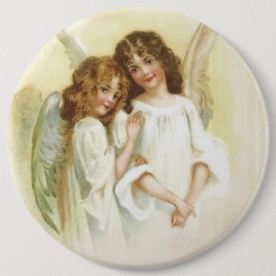 Vintage Christmas Angel 6 Inch Round Button