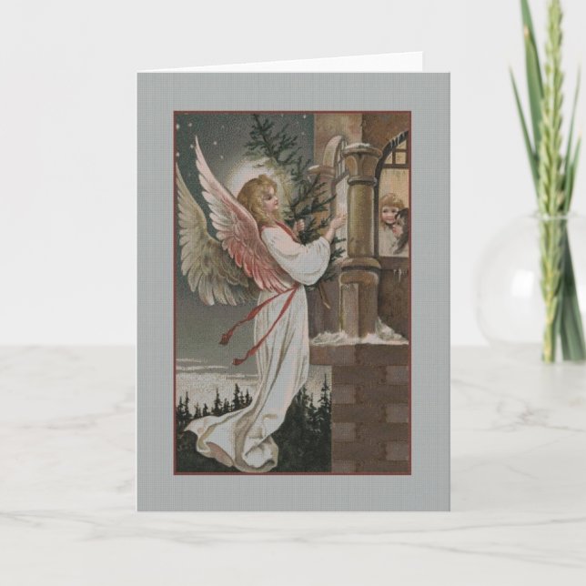 Vintage Christmas Angel and Children Greeting Card (Front)