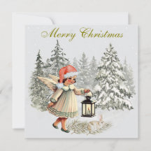  Vintage Christmas Angel and Rabbit
