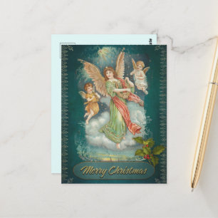 Vintage Christmas Angel & Cherubs Postcard