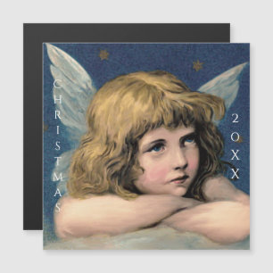 Vintage Christmas Angel Child White Wings Indigo