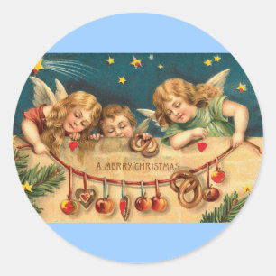 Vintage Christmas - Angel Children Classic Round Sticker