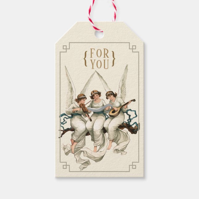 Vintage Christmas Angel Chorus Holiday Gift Tag (Front)