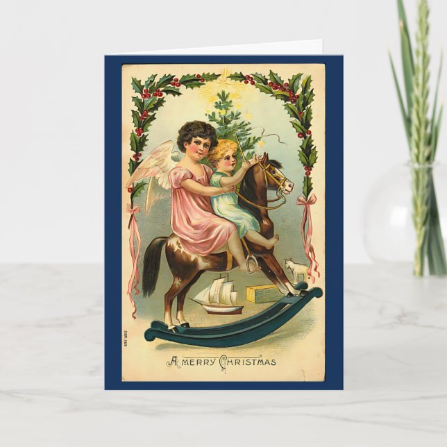 Vintage Christmas Angel Custom Message Card (Front)