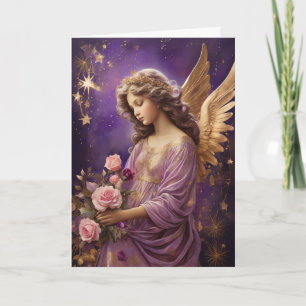 Vintage Christmas Angel Floral Custom Message Card