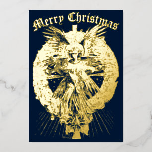 Vintage Christmas Angel Foil Holiday Card