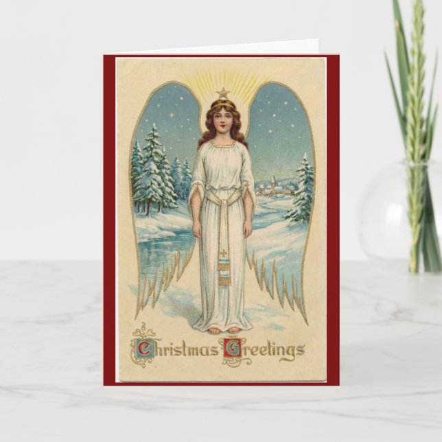 Vintage Christmas Angel Greeting Card (Front)