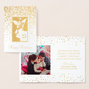 Vintage Christmas Angel Happy Holidays Photo Foil Card