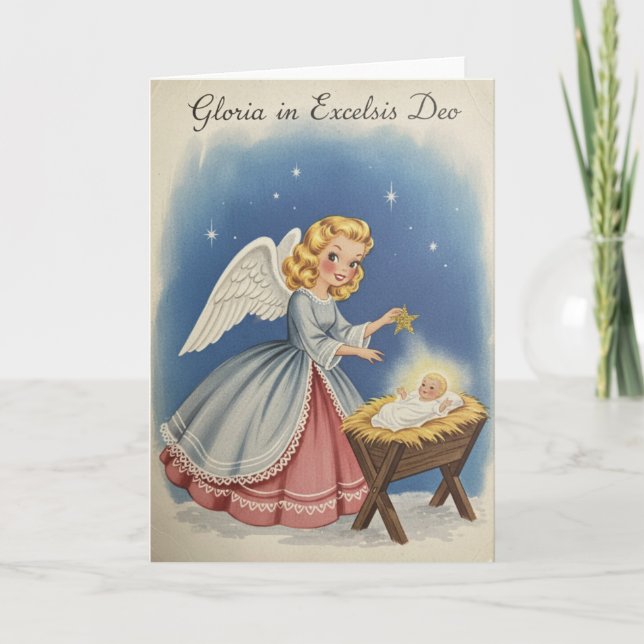 Vintage Christmas Angel Holiday Card (Front)