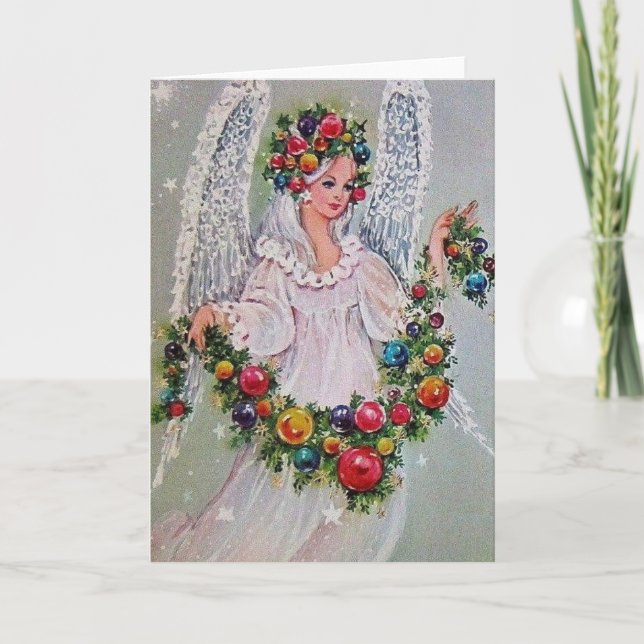 Vintage Christmas Angel Holiday Card (Front)