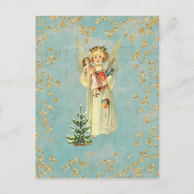 Vintage Christmas Angel Holiday Postcard (Front)
