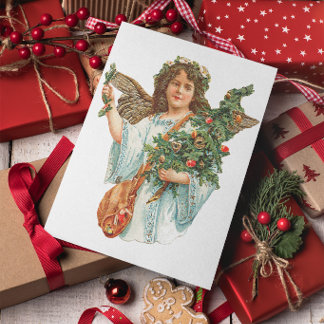 Vintage Christmas Angel Personalize Greeting Card