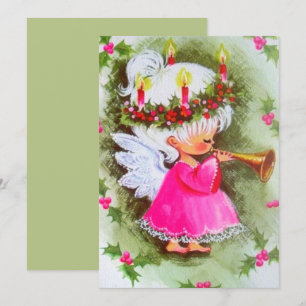 Vintage Christmas Angel Playing Music Holiday