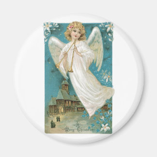 Vintage Christmas Angel playing Trumpet Magnet