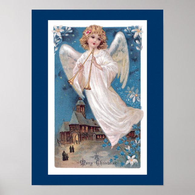 Vintage Christmas Angel Poster (Front)