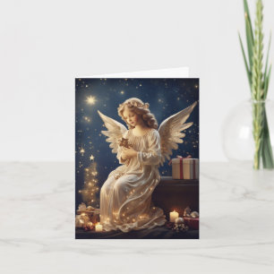 Vintage Christmas Angel Retro Art Custom Message Card