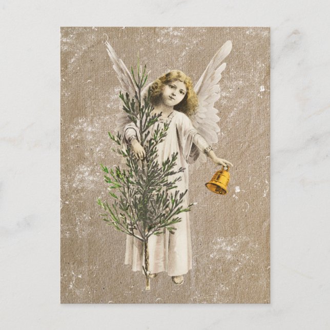 Vintage Christmas Angel & Tree Holiday Kraft Brown (Front)