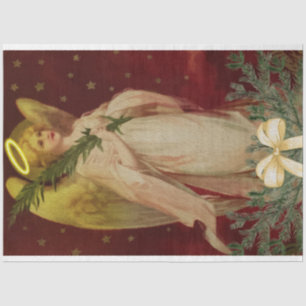 Vintage Christmas Angel With Festive Tree Tissue Paper