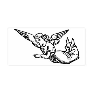 Vintage Christmas Angel Woodcut Rubber Stamp