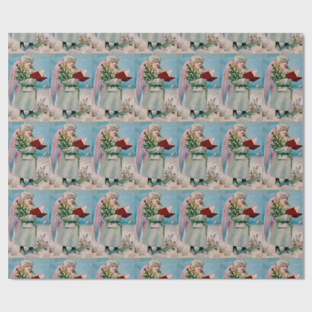 Vintage Christmas Angel Wrapping Paper (Flat)
