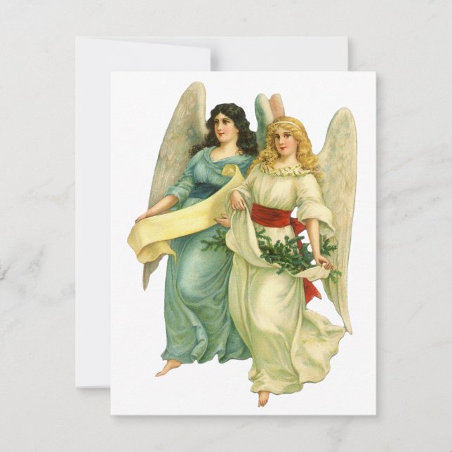 Vintage Christmas, Angelic Victorian Angels Holiday Card (Front)