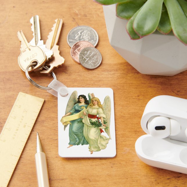 Vintage Christmas, Angelic Victorian Angels Keychain (Desk)