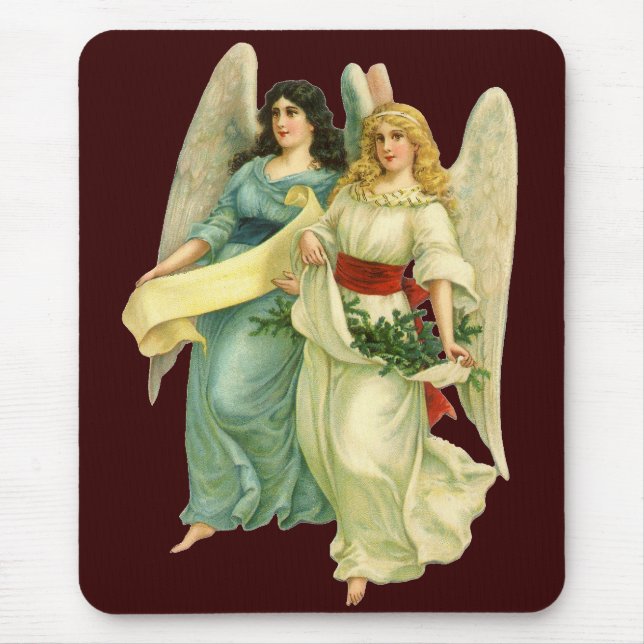Vintage Christmas, Angelic Victorian Angels Mouse Pad (Front)