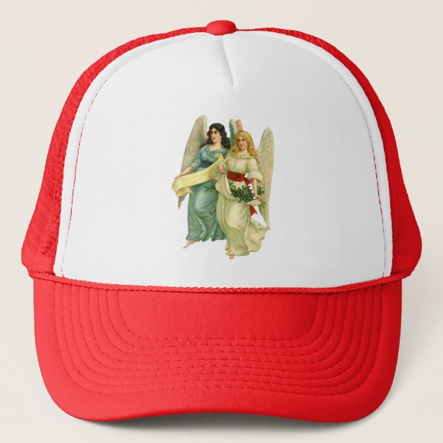 Vintage Christmas, Angelic Victorian Angels Trucker Hat (Front)