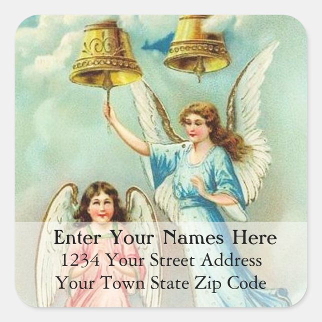 Vintage Christmas Angels and Bells Address Label (Front)