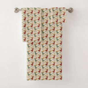 Vintage Christmas Angels Bath Towel Set