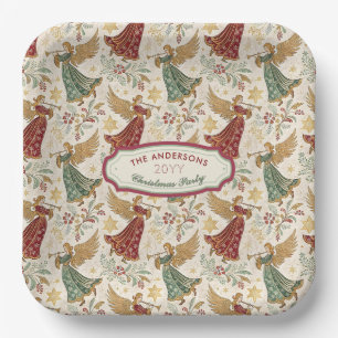 Vintage Christmas Angels Custom Disposable Paper Plate